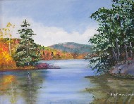 Painting of Maine Lake in Fall