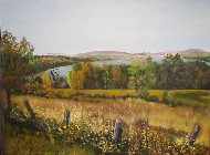 Painting of Lake Thompson in Oxford, Maine - a fall scene