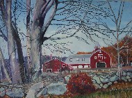 Red Barn in Maine in Fall