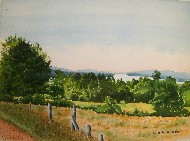 Painting of Lake Thompson, Oxford, Maine